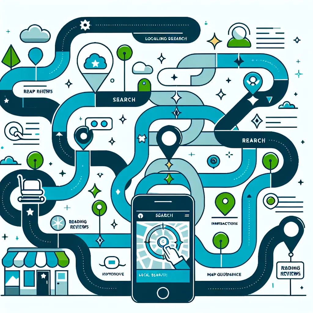 <strong>Charting the Course:</strong> This infographic captures the mobile user's quest in local search, echoing the seamless journey from curiosity to customer, underscored by the pivotal moments that shape their experience and decision-making.