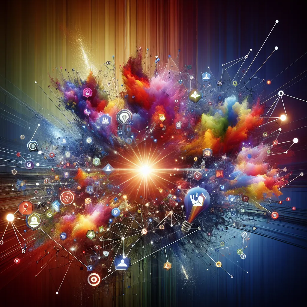 <strong>Igniting the Digital Sphere:</strong> This vivid tableau embodies the explosive impact of a new business's social media debut, echoing the vibrant connections and boundless horizons that await.